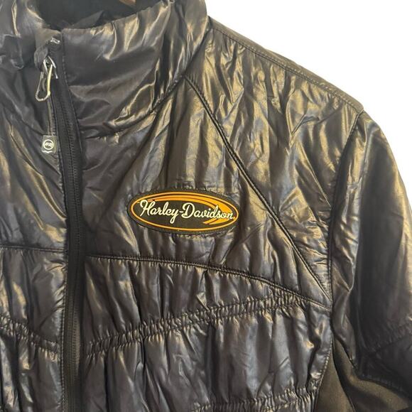 Harley-Davidson Women’s Quilted Riding Jacket Size M | Black Nylon Stretch - Picture 4 of 7